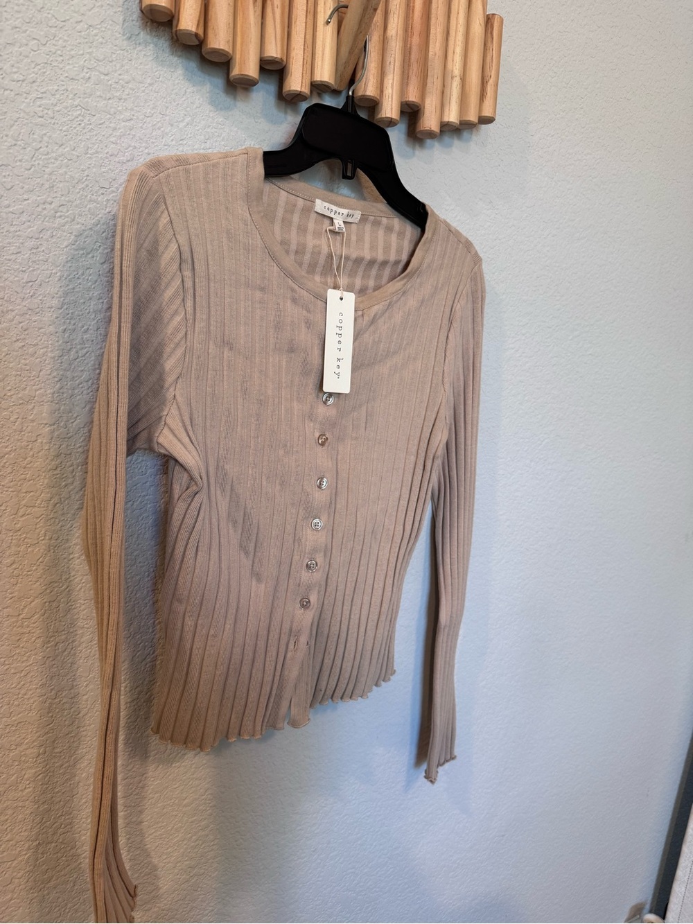 Copper Key Ribbed Button Front Cardigan NWT Size Large - Picture 7 of 10